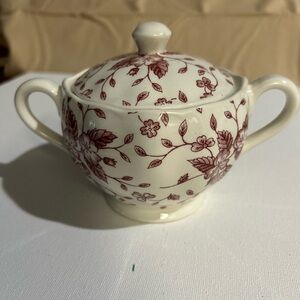 Vintage bouquet pink sugar dish